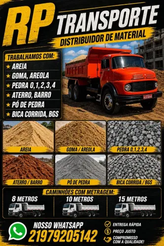 Areia / Pedra / Goma / Areola / Aterro / Barro / Pó de Pedra / Bica Corrida / BGS ?