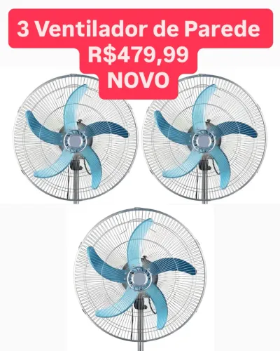 3 Ventiladores Inox Turbo Parede NOVO