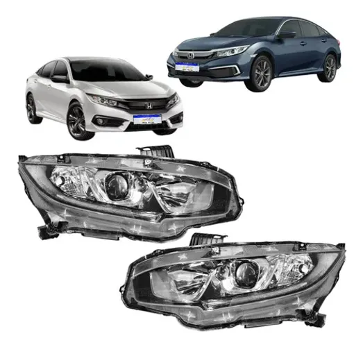 Par Farol Honda Civic G10 2017 2018 2019 2020 2021 Novo Ambos Lados