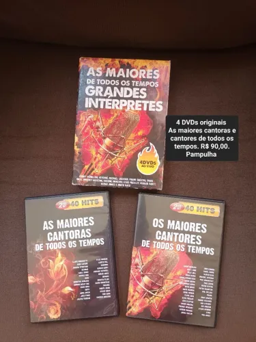 Box 4 DVDs melhoras cantoras e cantores todos tempos