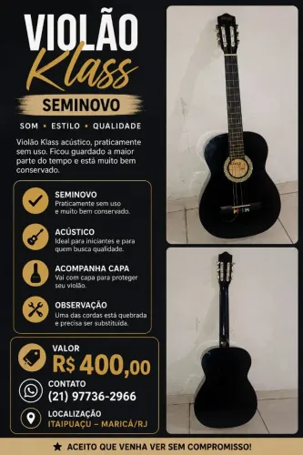 Violão Klass semi novo a venda