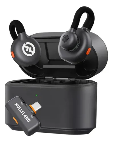  Microfone Hollyland Lark M2S Sem Fio Com Bateria Recarregável E Conexão USB-C 