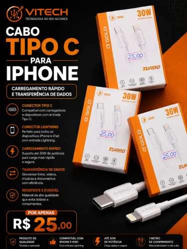 Cabo USB-C para iPhone 30W