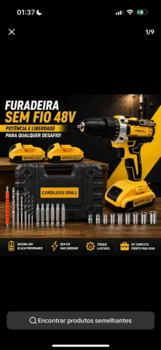 Parafusadeira Furadeira 48V 2 Baterias Com Maleta e Acessórios Completo