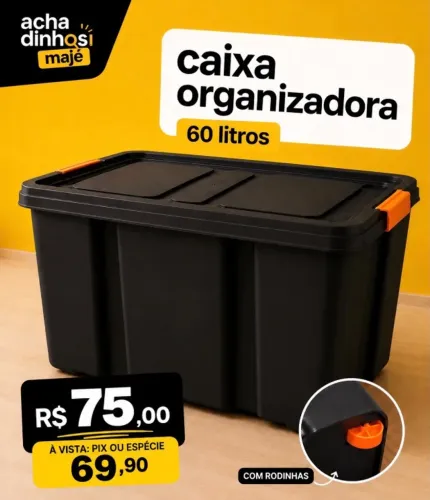 Caixa Organizadora 60 Litros com Rodinhas