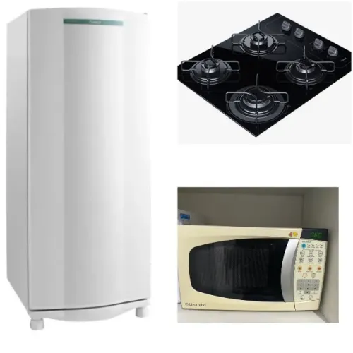 Geladeira Consul, microondas Electrolux, Cooktop Consul