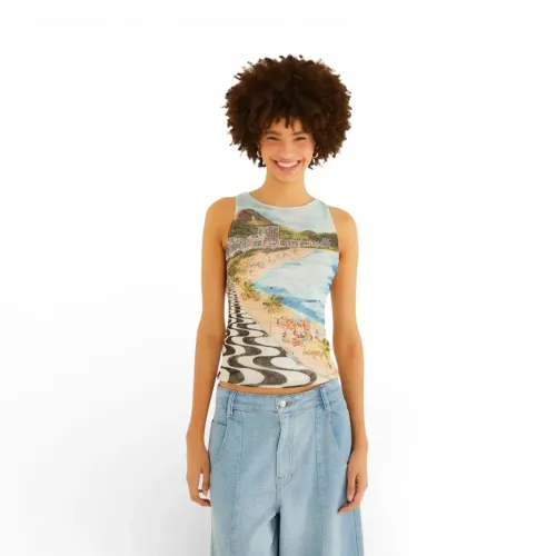BLUSA FARM TULE TAMANHO P/M COPACABANA SUPER RARA