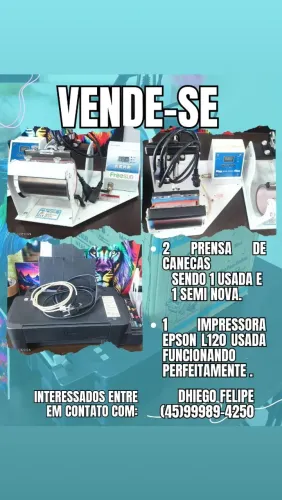 2 prensas de canecas + impressora L120