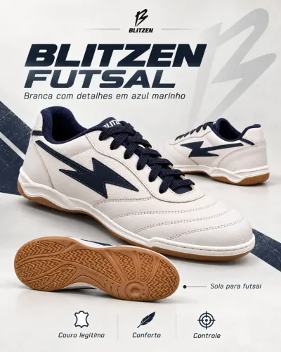 Chuteira Futsal Couro Legítimo Blitzen