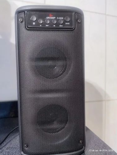 Caixa de Som Torre Bluetooth Grasep D-3208 20W RMS - Portátil com LED e Graves Potente