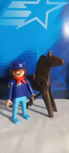 Playmobil western soldado e cavalo da cavalaria (velho oeste faroeste)