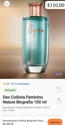 Biografia natura feminino $110 a vista Promoção
