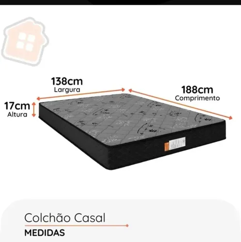 Colchão Casal Espuma D33 Bordado Estampa Bambu 138x188x17cm