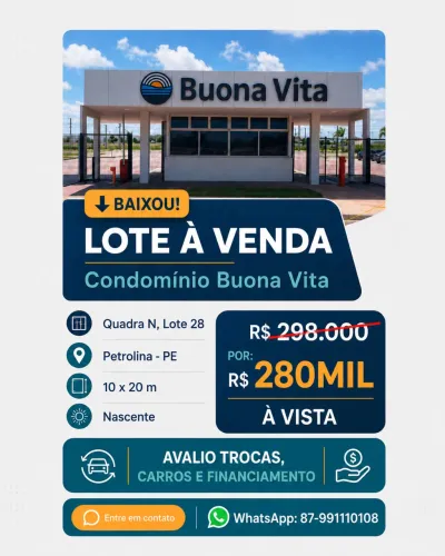 Lote Nascente no Buona Vita - Baixou para R$ 280 mil à vista