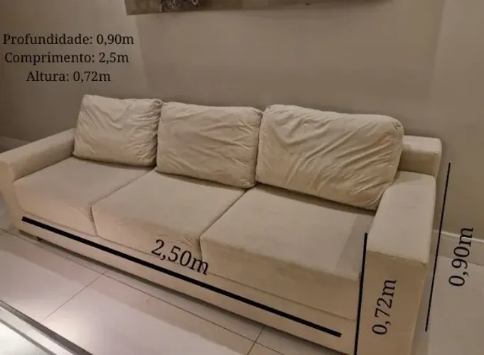 Sofá 3 lugares suede