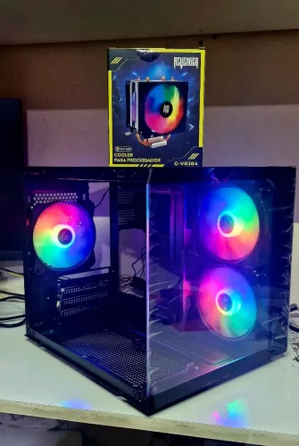 Gabinete Gamer Aquário + Air Cooler 80mm 2Fan RGB entrego