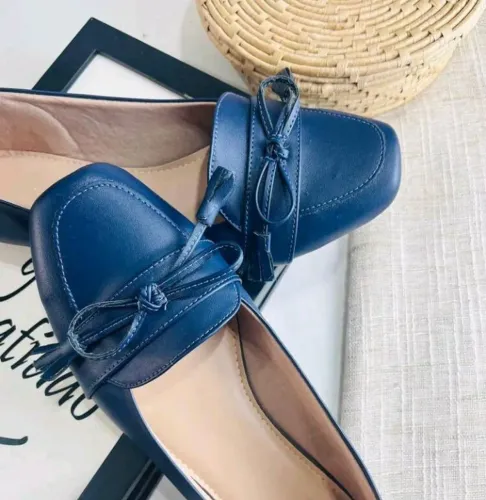 Sapatilha Burleta Marinho Confort Elegante Laço Coquette