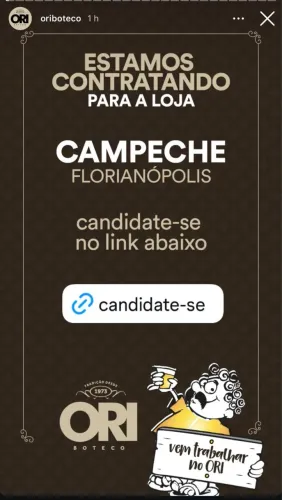 TRABALHE NO MELHOR BAR DE FLORIPA ORI BOTECO (noturno com folga aos sabados) COPA E GARÇOM