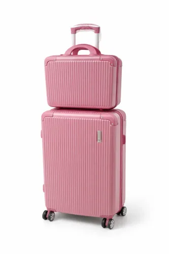 Jogo de Malas Rosa 2 Peças Rígida 360° Bordo + Grande