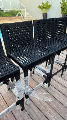 Banquetas alumínio corda nautica balcao cozinha sacada churrasqueira 