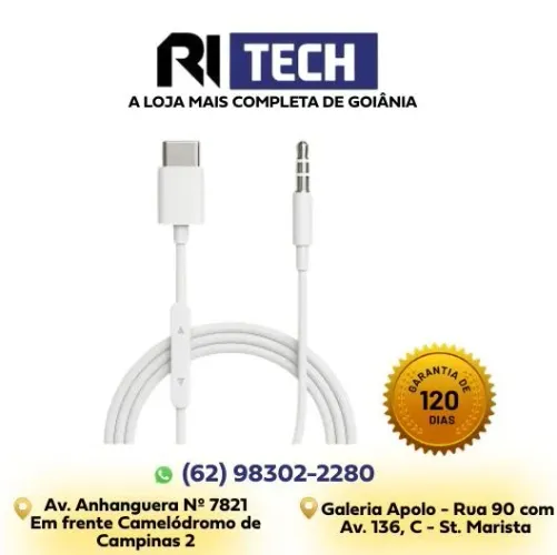 Cabo USB Tipo C para P2 AUX Som Estéreo Carro Alta Qualidade
