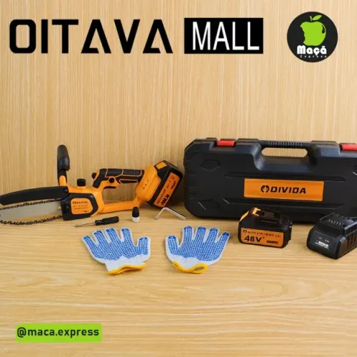 Motosserra Elétrica Bateria 48V Oivida Compacta Brushless 2 Baterias Luvas