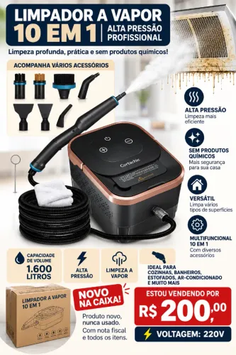 Limpador A Vapor 10 Em 1 Alta Pressão Profissional