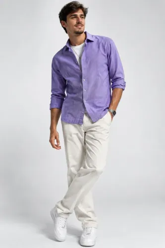 Camisa Social Calvin Klein Masculina Lilás Manga Longa - Tamanho G