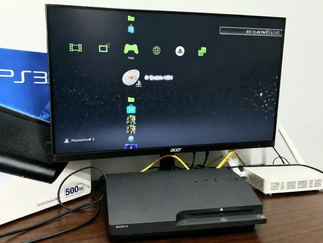 PS3 Slim DESBLOQUEADO HEN | +1 CONTROLE | Com Lojas Grátis| IMPECÁVEL