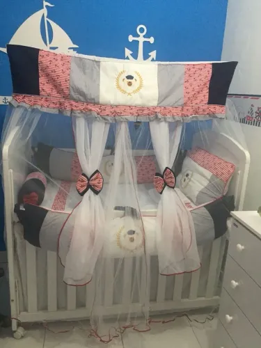 kit berço importado Urso marinheiro 9 peças completo