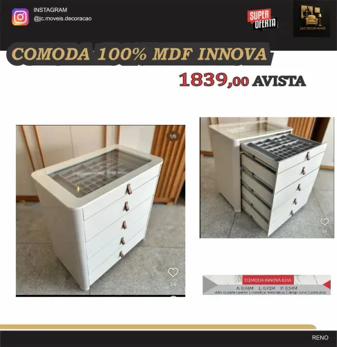 CÔMODA INNOVA COM PORTA JOIA MDF
