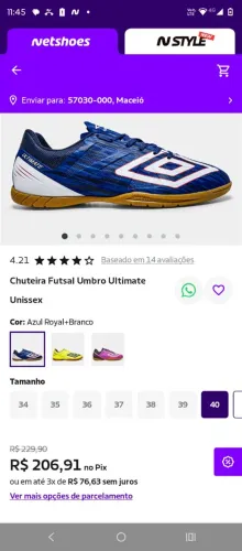 Chuteira futebol de salao