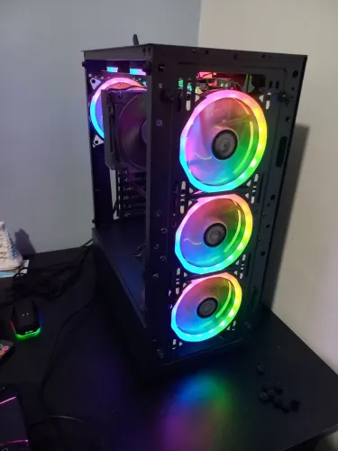 Gabinete Gamer Rise Mode Galaxy Glass (Estilo Aquário) + Kit Fans ARGB com Controle -