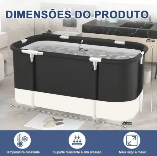 Banheira Dobrável Retangular Duplo Comprido