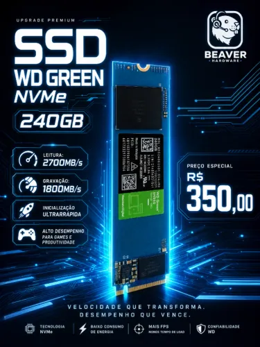 SSD NVME 256GB 3200Mbs gravação