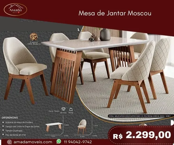 Mesa de Jantar Moscou - à pronta entrega