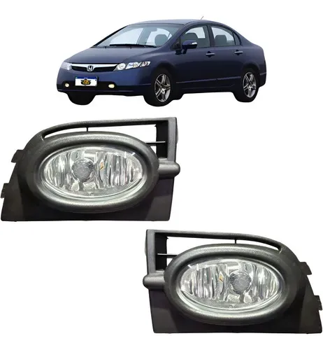 Par Farol Milha Honda Civic 2006 2007 2008 Com Moldura Transparente