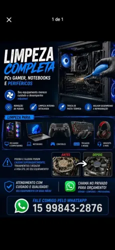 LIMPEZA DE PC GAMER, NOTEBOOKS E PERIFÉRICOS 