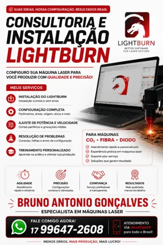 Instalação e Configuração do LightBurn para Máquinas Laser