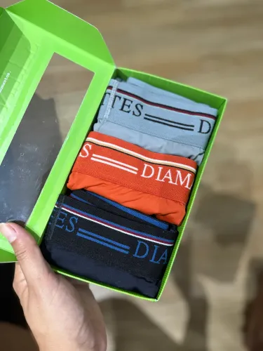 Kit 3 cuecas box comprida Diamantes Lingerie