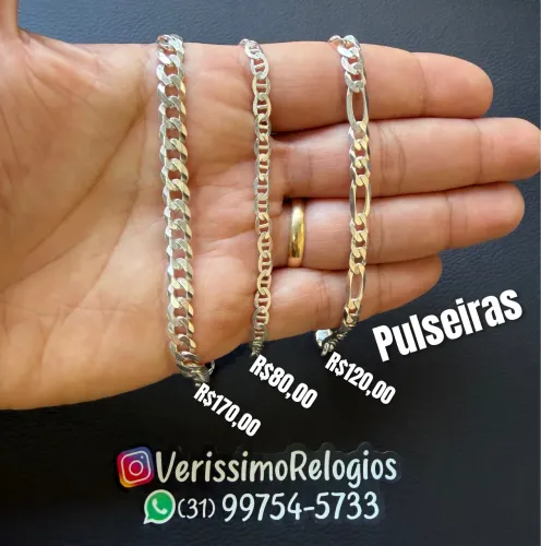 Pulseira Masculina Prata 925 3x1 Grumet Tampa de Latinha