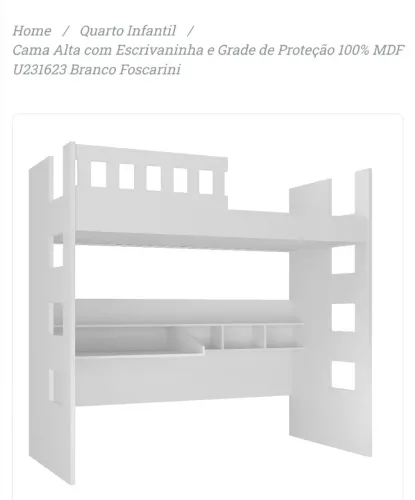 Cama pouco usada alta com escrivaninha e grade de proteção 100% MDF 