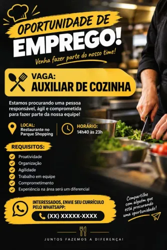 Vaga de auxiliar de cozinha