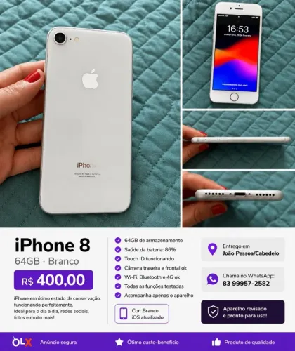 Iphone 8 Branco excelente estado de conservaçao