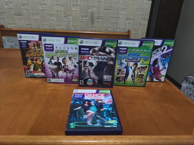 Kit 6 Jogos Kinect Xbox 360 - Kinect Sports 1, 2 e Adventure, Dance Central 1 e 2 e UFC