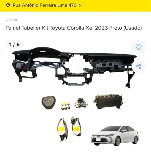 KIT AIRBAG TOYOTA COROLLA 2022 2023 COMPLETO COM NF