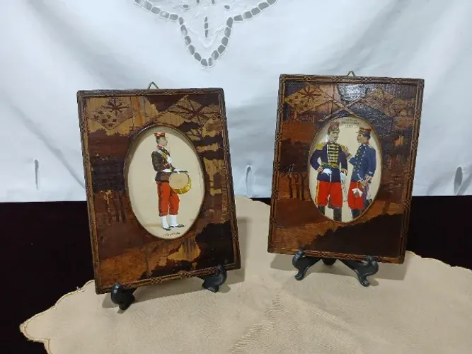 Antigos Quadros Miniatura Gravura Militar Época Jose Wasth