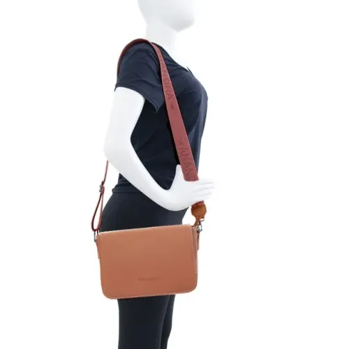 Bolsa Transversal Feminina Couro Legítimo Anandra Cor Caramelo 