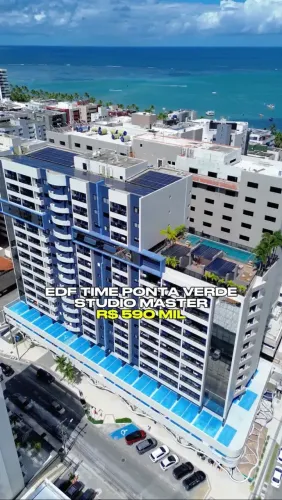 Edf. TIME - Studio Master com varanda de frente para a rua e Mobiliado em Ponta Verde - Ma