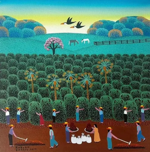 Robson barros tema colheita de café medida 50x50 